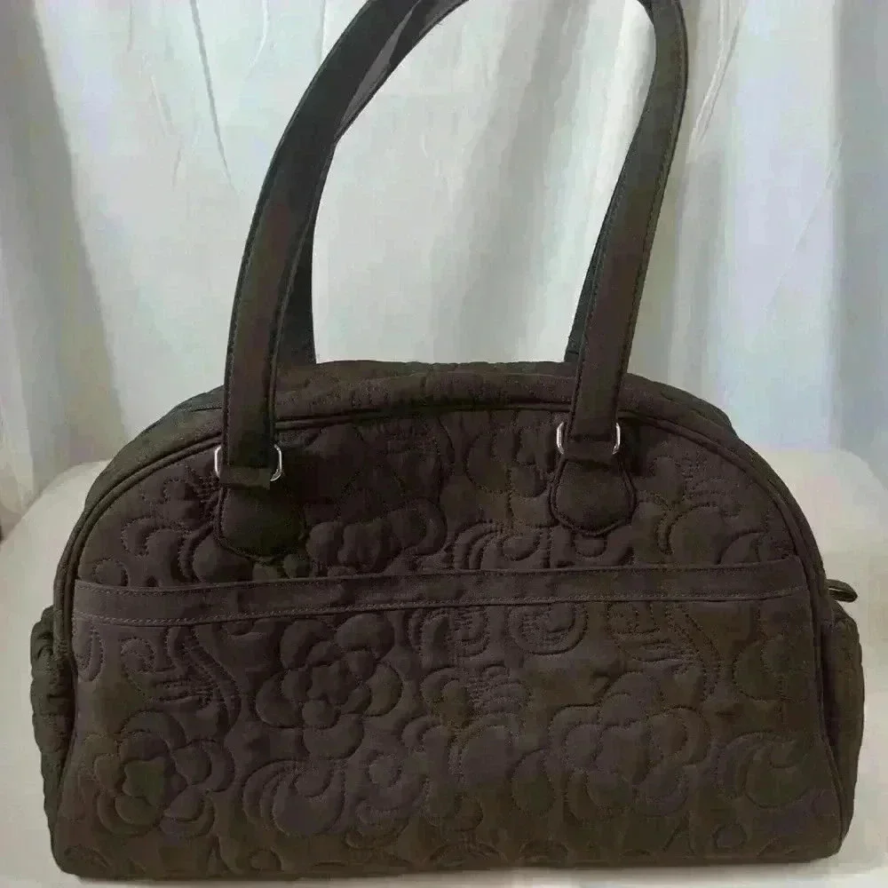 Vera Bradley Women's Cotton Diaper Bag Brown w/Plastic lined Flower Interior